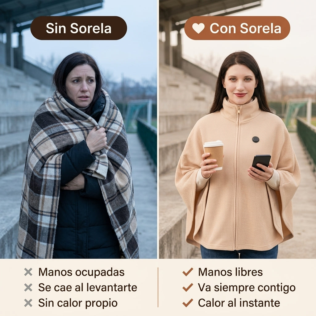 Poncho calefactable Sorela con 3 niveles de calor
