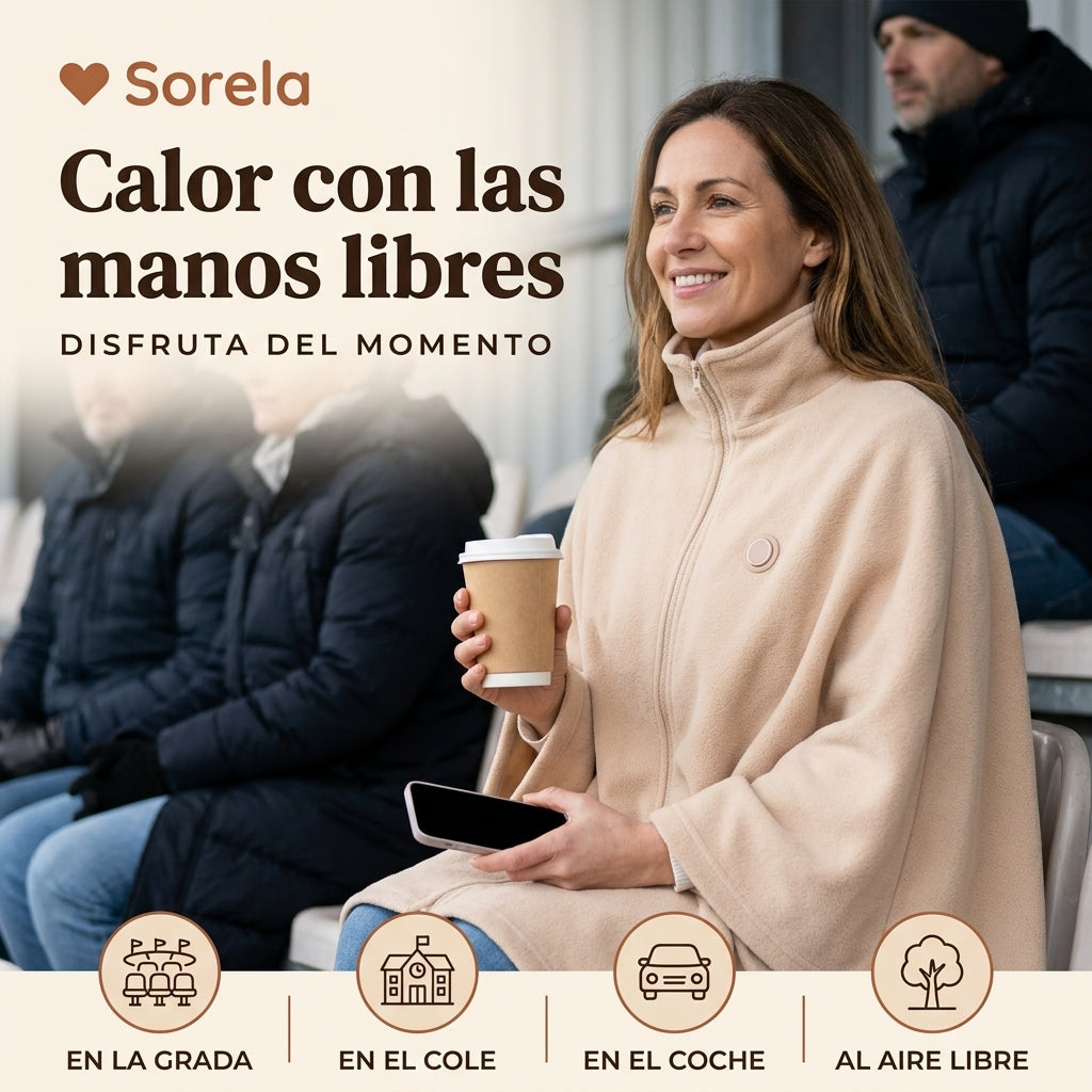 Poncho calefactable Sorela con 3 niveles de calor